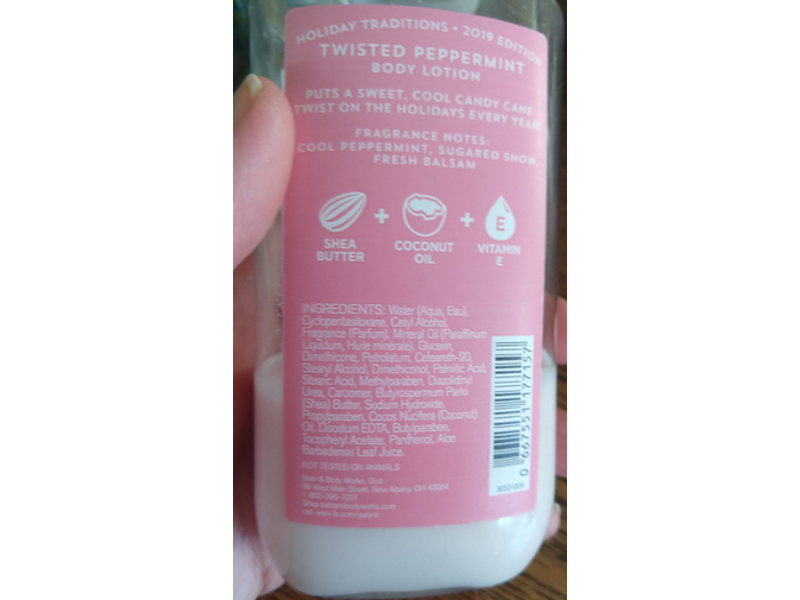 Bath & Body Works Twisted Pepper Mint Body Lotion, Shea Butter + Vitamin E, 8 fl oz/236 mL