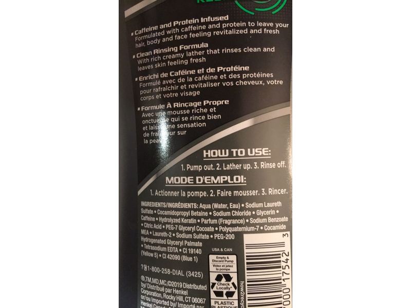 Dial For Men 3 In 1 Revitalizing Hair, Body & Face, Recharge, 946 mL