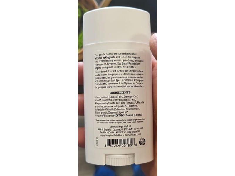 Earth Mama Deodorant, Bright Citrus, 2.65 oz/75 g