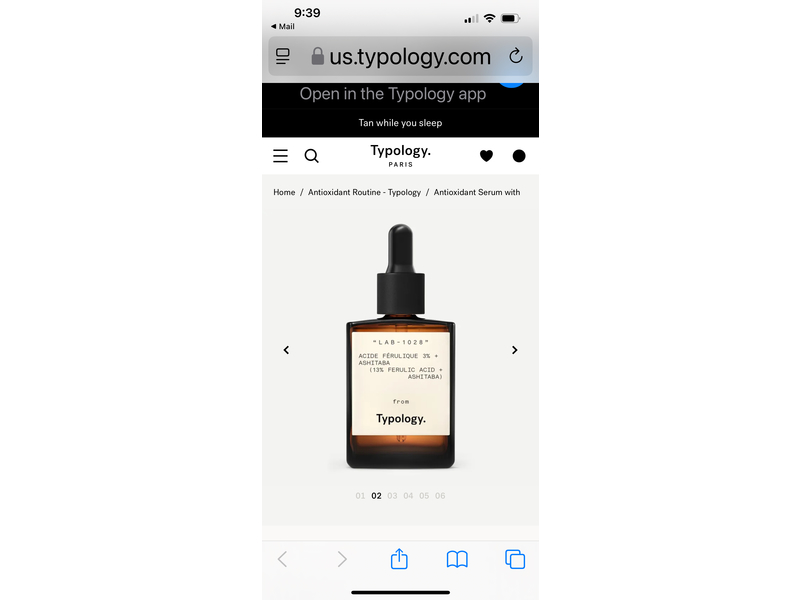 Typology A36-Antioxident Serum, 3% Ferulic Acid + Ashtaba, 1 fl oz/30 mL