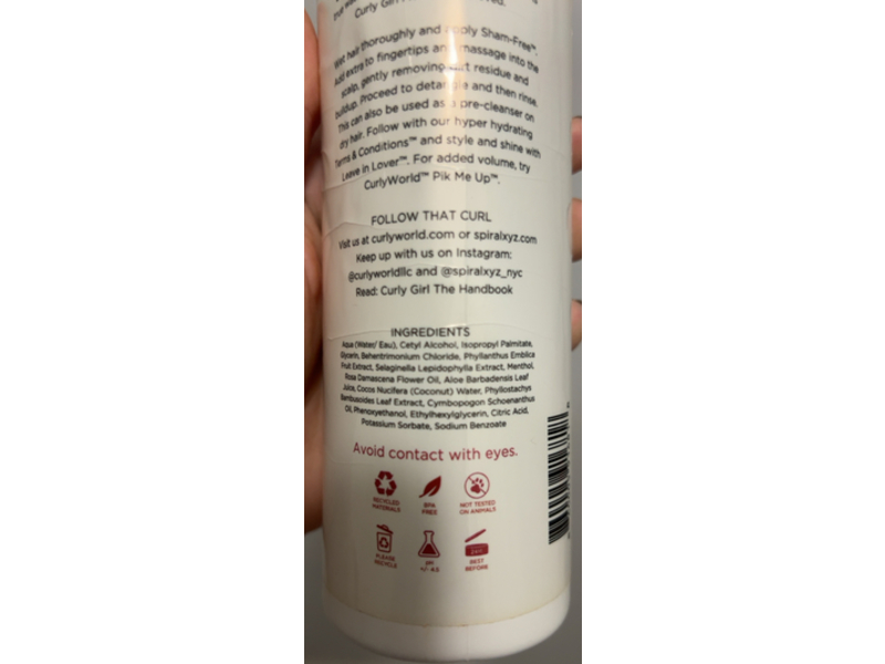 Curlyworld Sham-Free Hair & Scalp Cleanser, 12 oz/355 mL