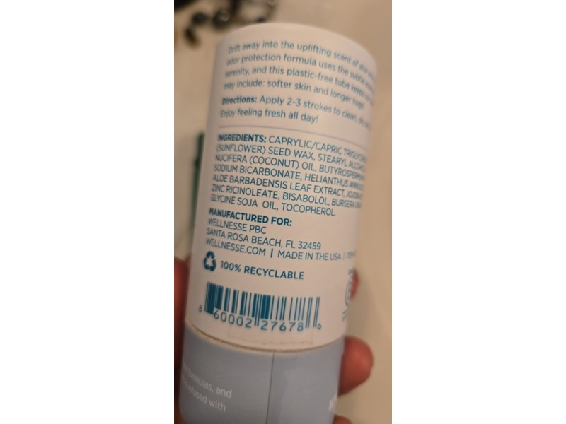 Wellnesse Mineral Deodorant, Aloe & Driftwood, 2.65 oz/75 g