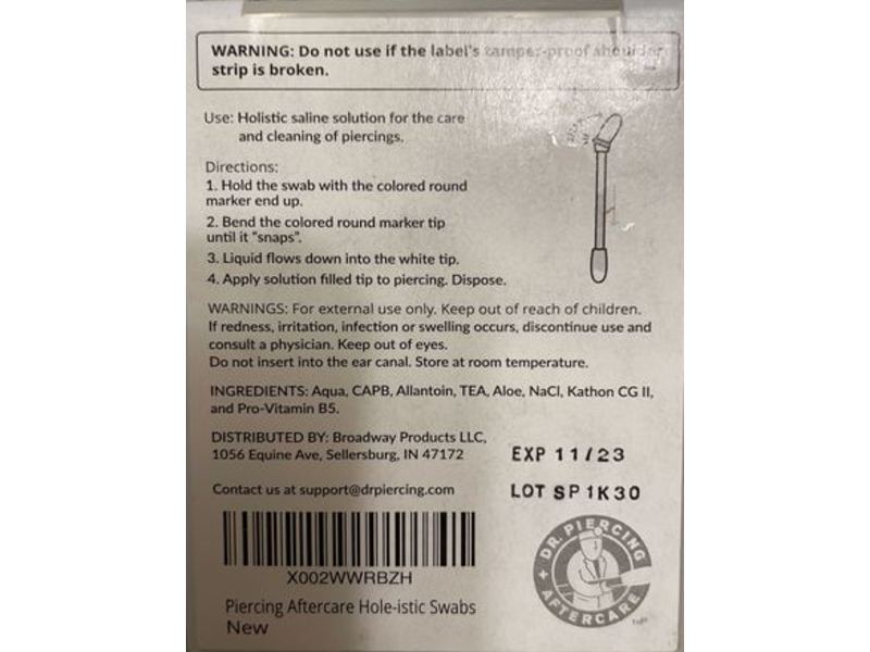 Dr.Piercing Solution Filled Swabs, 5.4 mL, 36 Count