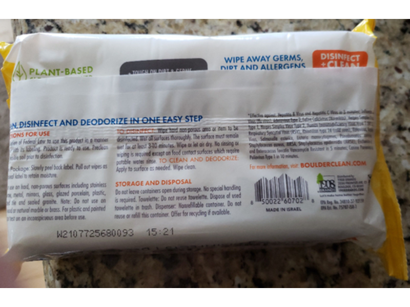Boulder Clean Disinfecting Wipes, 72 Count, Pack Of 4