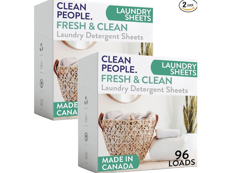 Clean People. Fresh & Clean Laundry Detergent Sheets, 192 Loads, Pack Of 2
