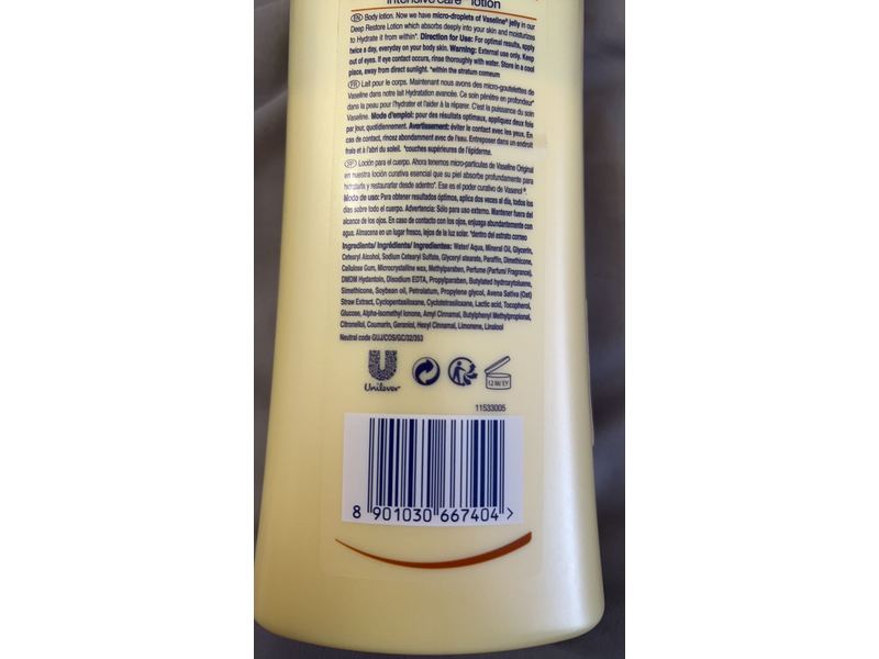 Vaseline Intensive Care Body Lotion, Deep Restore, 24.51 oz/725 mL