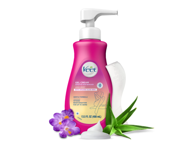 Veet Sensitive Hair Remover Gel Cream, Legs & Body, Organic Aloe Vera, 13.5 fl oz/400 mL