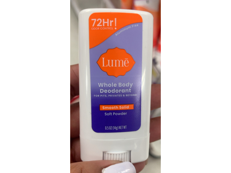 Lume Whole Body Deodorant, Smooth Solid Soft Powder, 0.5 oz/14 g