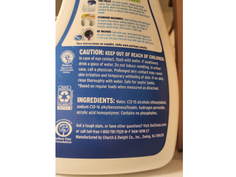 Oxiclean Laundry Stain Remover, Free & Clear, 66 fl oz/1.94 L