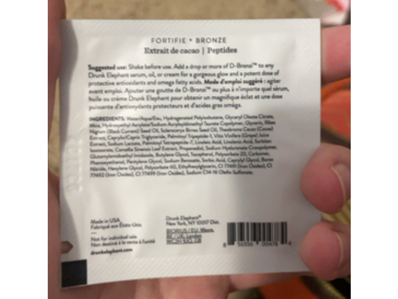 Drunk Elephant D-Bronzi Anti-Pollution Sunshine Drops, Cocoa Extract + Peptides, 0.05 fl oz/1.5 mL