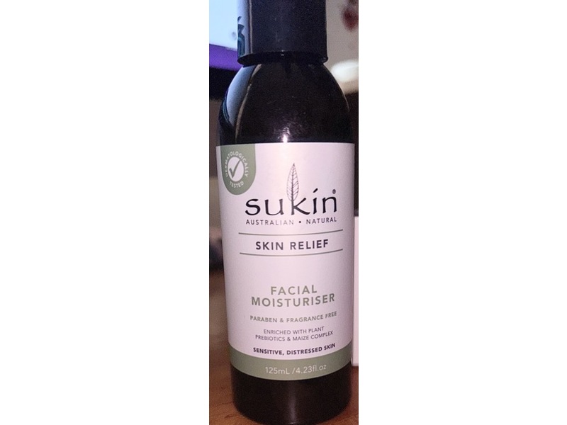 Sukin Skin Relief Facial Moisturizer, 4.23 fl oz/125 mL