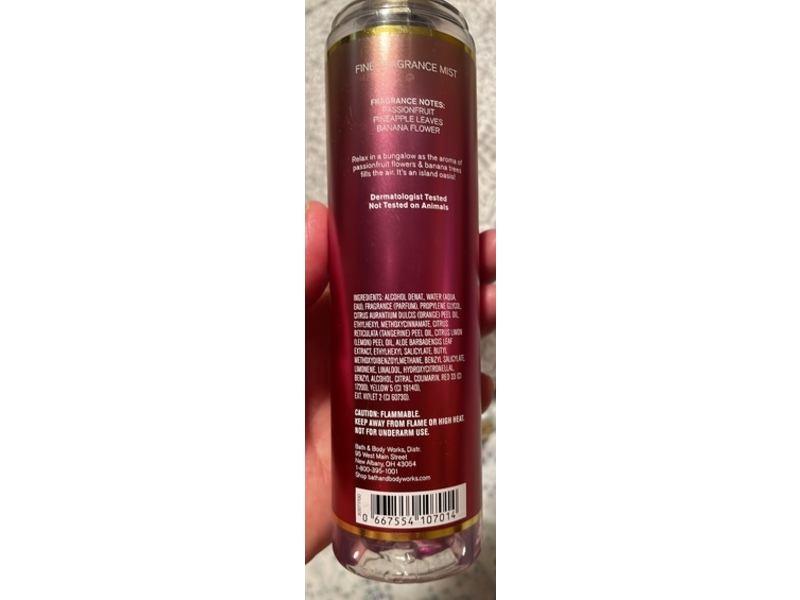 Bath & Body Works Bahamas Fine Fragrance Mist, Passionfruit & Banana Flower, 8 fl oz/236 mL