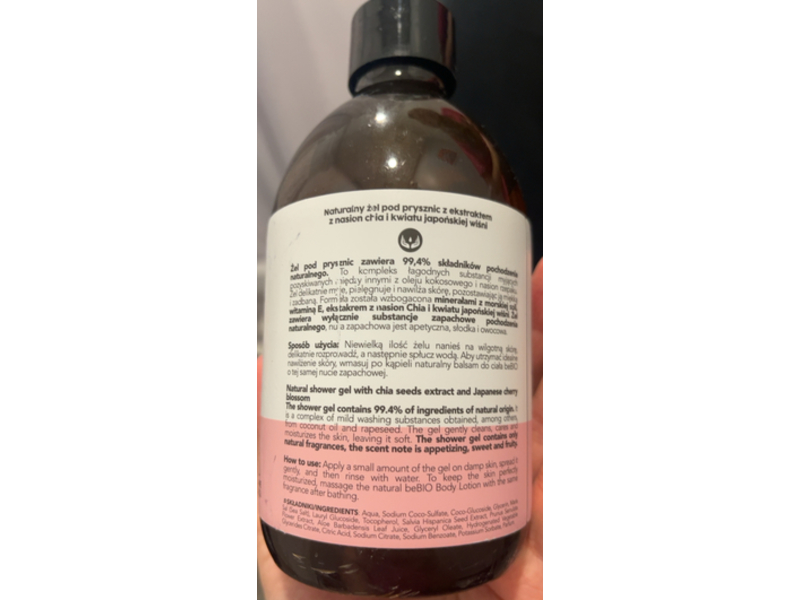 Be Bio Natural Shower Gel, Chia Seeds & Japanese Cherry Blossom, 400 mL