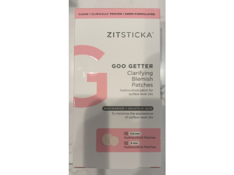 Zitsticka Goo Getter Clarifying Blemish Hydrocolloid Patches, Niacinamide + Salicylic Acid, 18 Count
