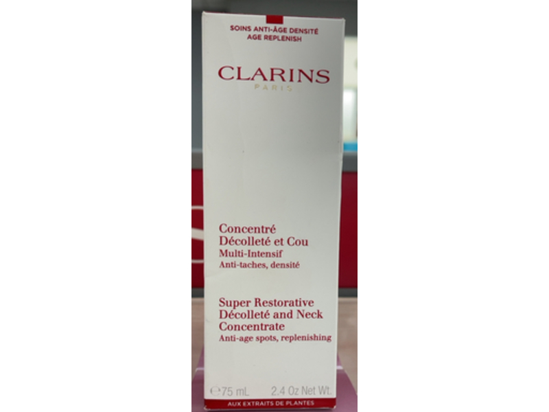 Clarins Super Restorative Decollete & Neck Concentrate Anti Age Spots, Replenishing, 2.4 oz/75 mL