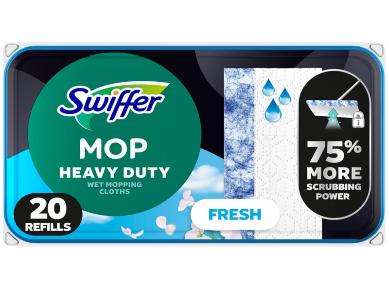 Swiffer Mop Heavy Duty Cloths + Scrubbing Powder, Unstoppable Fresh , 20 Count