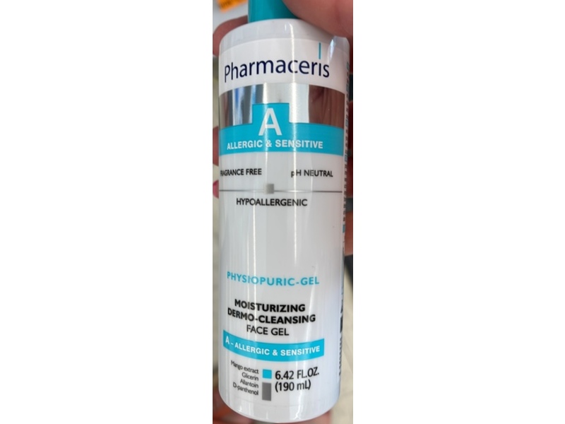Pharmaceris Physiopuric-Gel Moisturizing Dermo-Cleansing Face Gel, 6.42 fl oz/190 mL