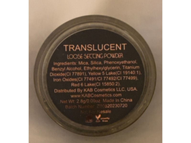 KAB Cosmetics Loose Setting Powder, Translucent, 0.09 oz/2.8 g