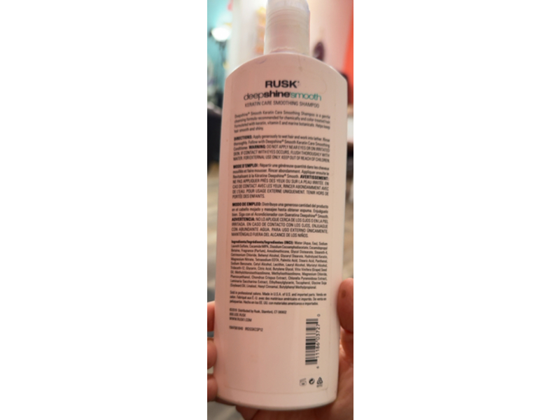 Rusk Deepshine Smooth Keratin Care Smoothing Shampoo, 12 fl oz/355 mL