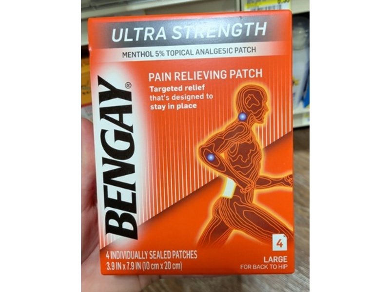 Bengay Ultra Strength Pain Relief Patches, Menthol 5%, 4 Count