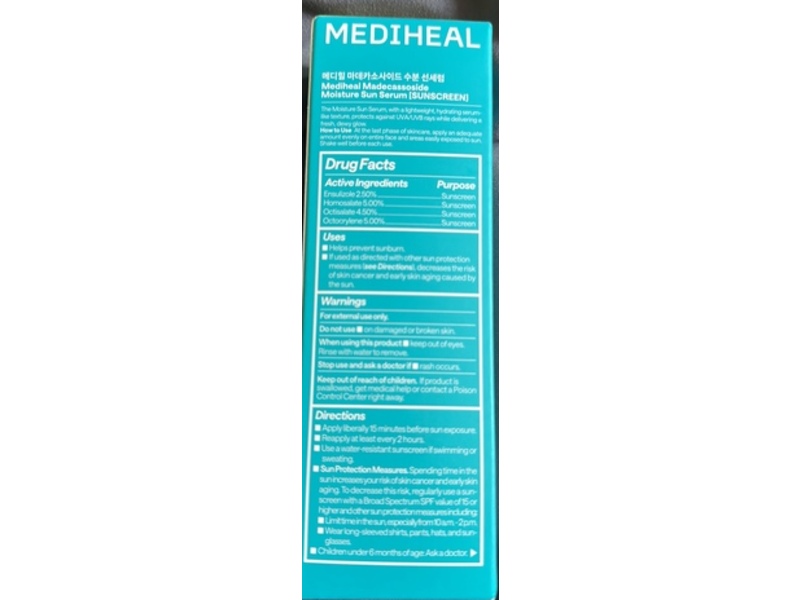 Mediheal Madecassoside Moisture Sun Serum, SPF 50+, 1.69 fl oz/50 mL