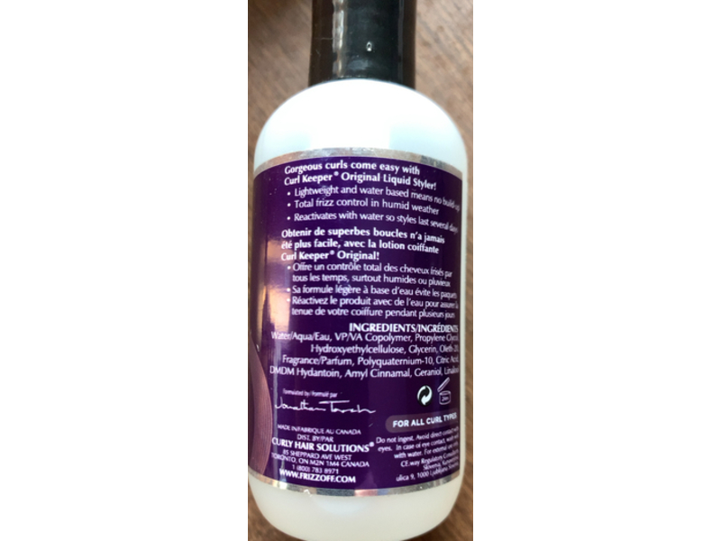 Curl Keeper Original Liquid Styler Frizz-Free Curls, 3.4 fl oz/100 mL