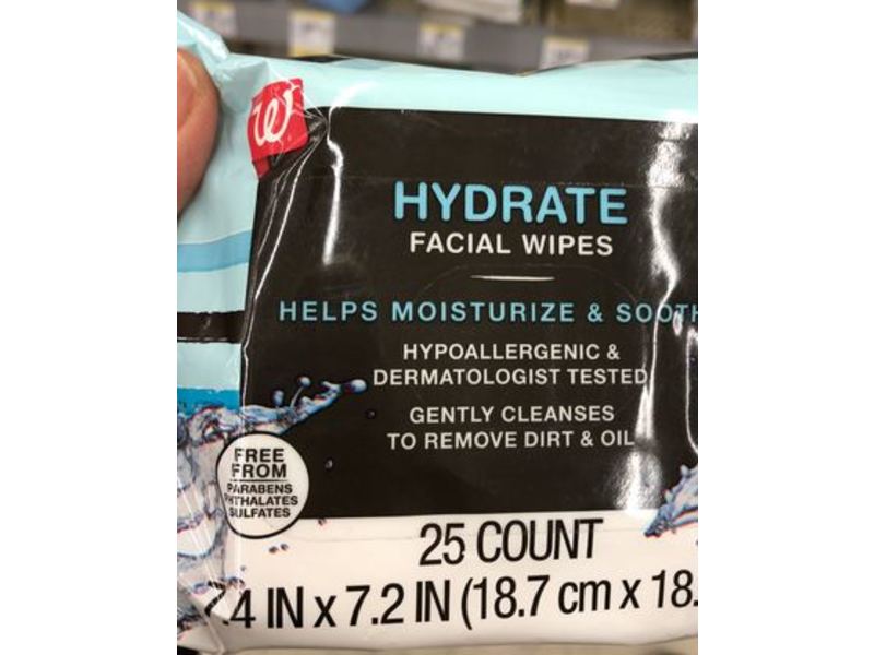 Walgreens Hydrate Facial Wipes, 25 Count