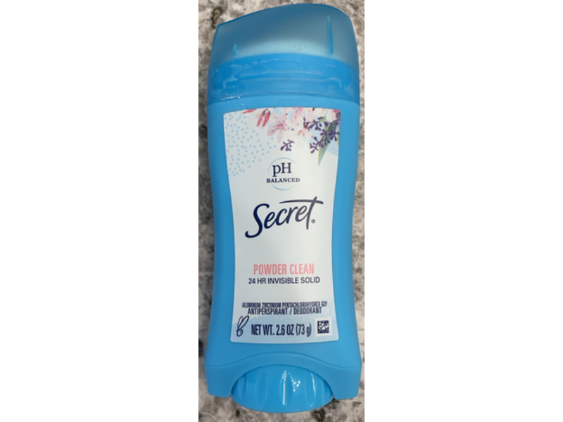 Secret Invisible Solid Antiperspirant Deodorant, Powder Clean, 2.6 oz/73 g