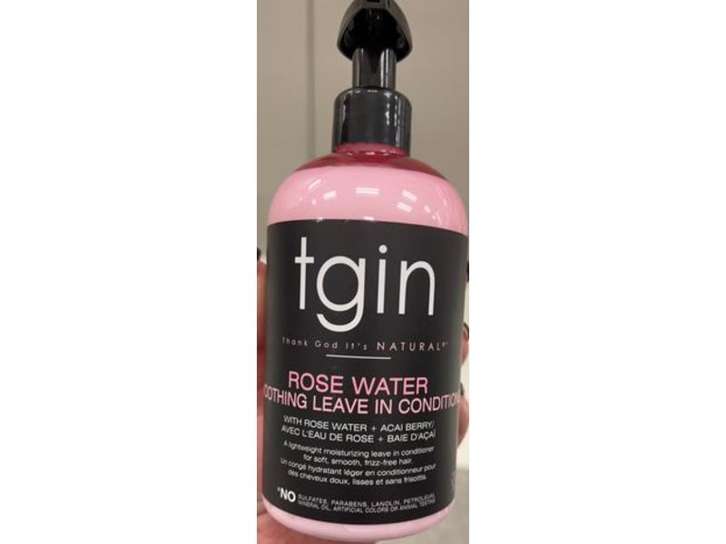 Tgin Rose Water Smoothing Leave-In Conditioner, Rose Water + Acai Berry, 13 oz