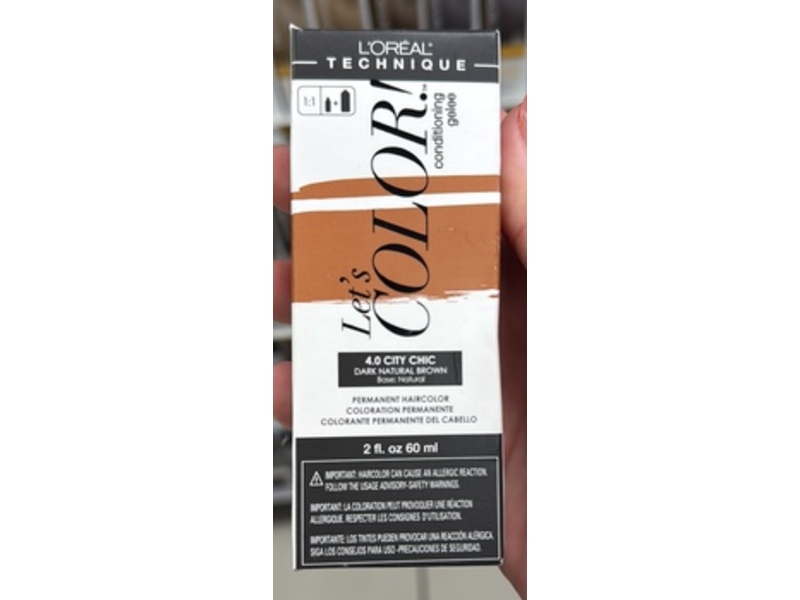 L'Oreal Technique Let's Color! Permanent Hair Color, 4.0 City Chic, 2 fl oz/60 mL