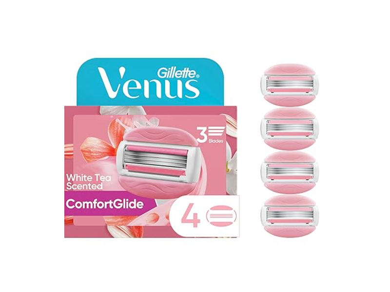 Gillette Venus ComfortGlide Razor Refill, White Tea, 4 Count