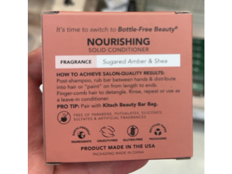 kitsch Nourishing Solid Conditioner Bar, Castor Oil, 2.7 oz/77 g