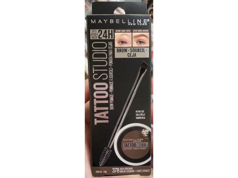 Maybelline New York Tattoo Studio Brow Pomade, Ash Brown, 0.106 oz/3 g