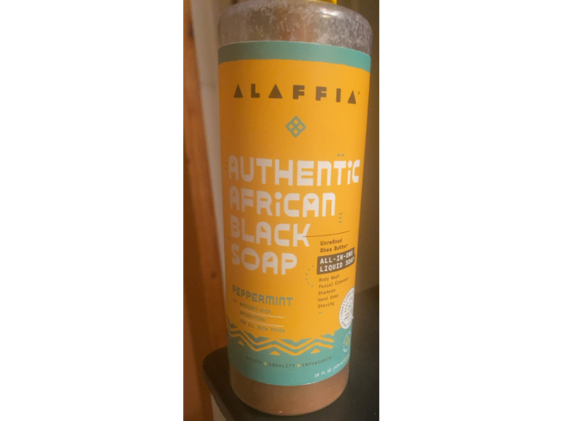 Alaffia Authentic African Black Soap, Peppermint, 16 fl oz/476 mL