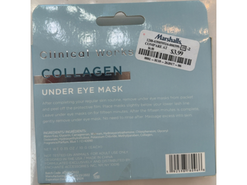 Clinical Works Collagen Under Eye Mask, 0.35 oz/10 g, 6 Pack