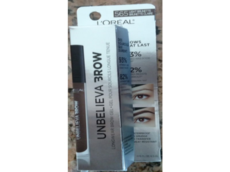 L'Oreal Paris Unbelieva Brow Gel, Light Brunette, 0.15 fl oz/4.5 mL