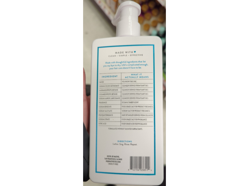 Native Hair Care Moisturizing Shampoo, Ocean & Timber, 16.5 fl oz/487 mL