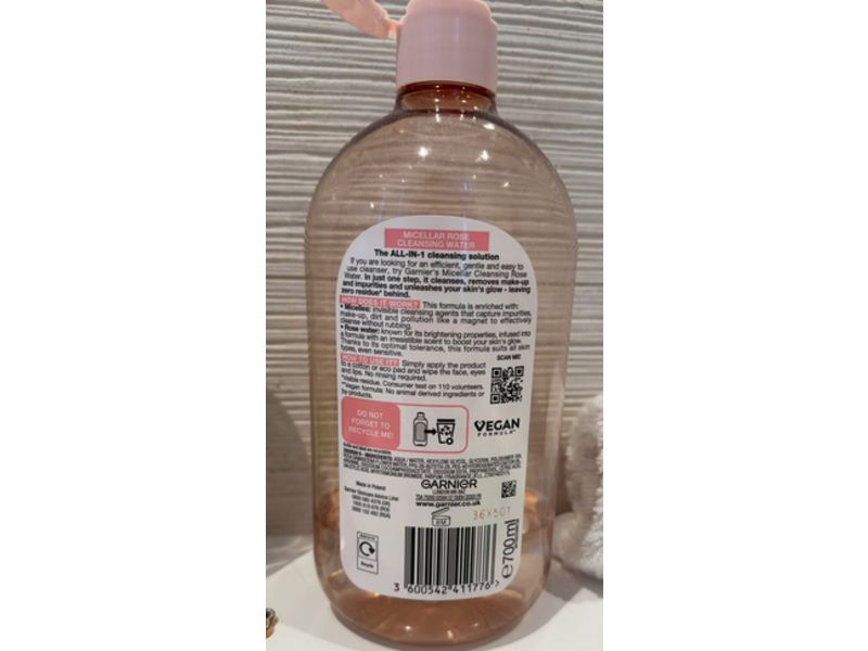Garnier All-In-1 Micellar Cleansing Water, Rose, 700 mL
