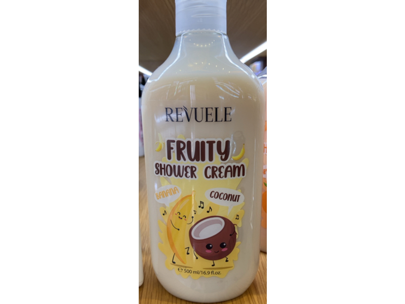 Revuele Fruity Shower Cream, Banana & Coconut, 16.9 fl oz/500 mL