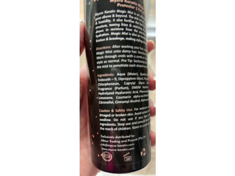 Mycro Keratin Magic Mist Hair Spray, Bonding Protector, 6.7 fl oz/200 mL