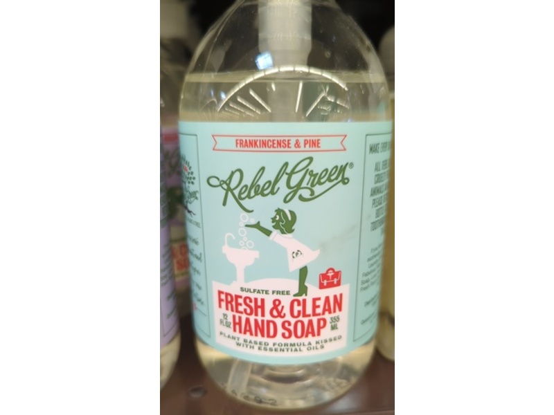 Rebel Green Sulfate Free Fresh & Clean Hand Soap, Frankincense & Pink, 12 fl oz/355 mL