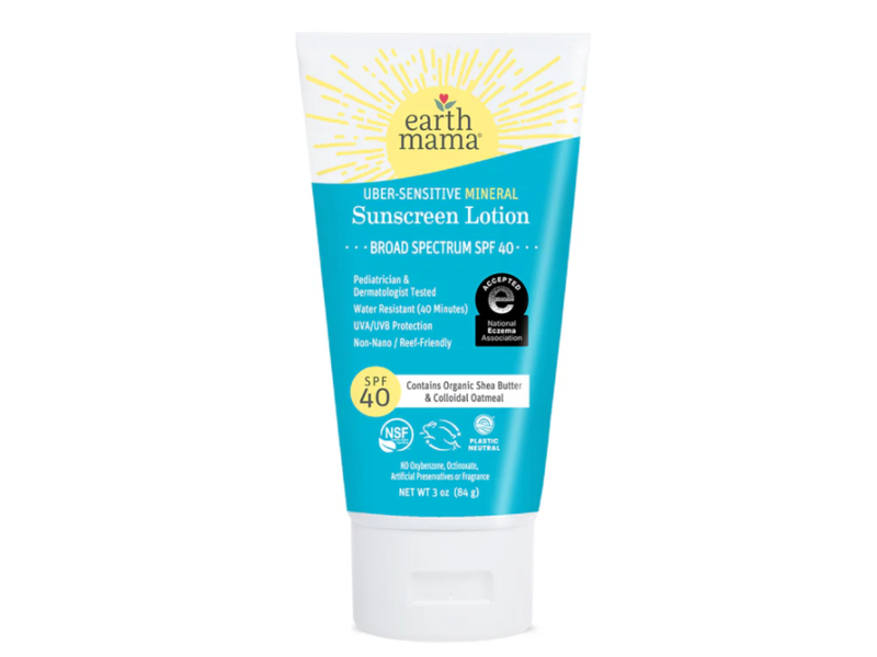 Earth Mama Uber-Sensitive Mineral Sunscreen Lotion, SPF 40, 3 oz/84 g
