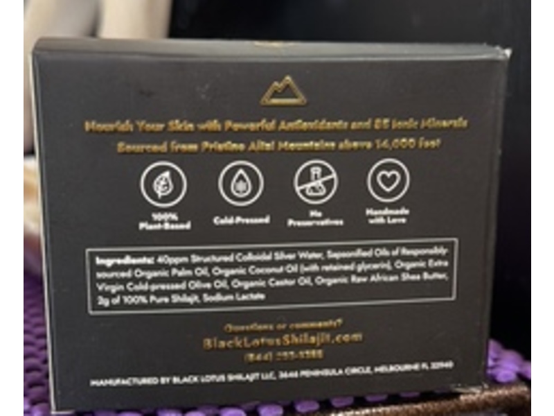 Black Lotus Shilajit Soap, Plant-Based - Unscented, 4 oz