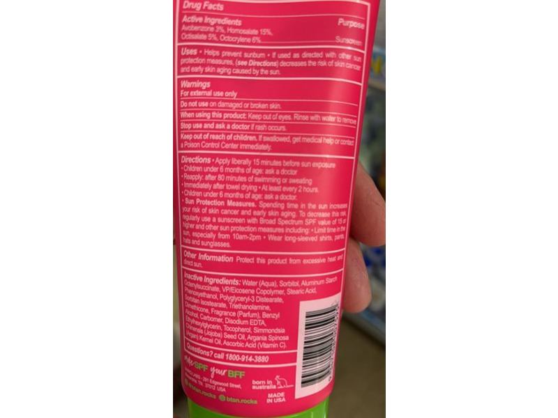 B.tan Spf Is Your Bff Sunscreen Lotion, Jojoba Oil, Agran Oil + Vitamin C, SPF 30, 7 fl oz/207 mL