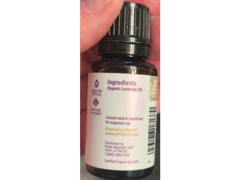 Rocky Mountain Oils Organic Lavandula Angustifolia Essential Oil, 0.5 fl oz/15 mL