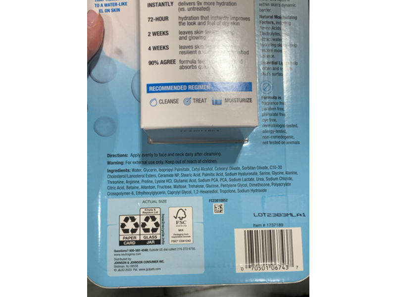 Neutrogena Hydro Boost Water Cream, 3.4 fl oz/100 mL, Pack Of 2