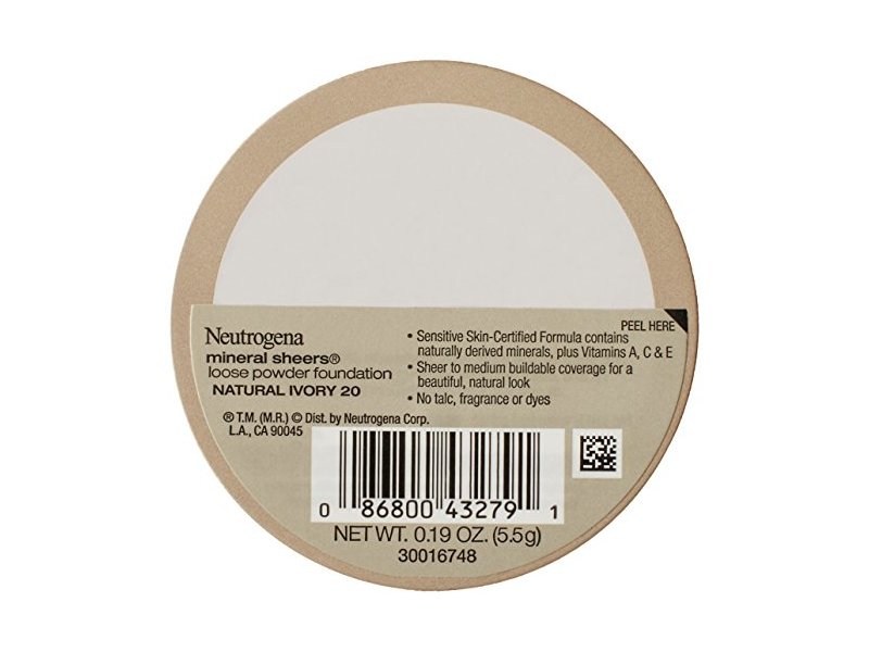 Neutrogena Mineral Sheers Loose Powder Foundation, Natural Ivory 20, 0.19 oz/5.5 g