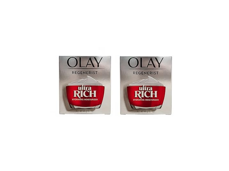 Olay Ultra Rich Hydrating Moisturizer, Shea Butter, Pro-Vitamin B5 & Peptides, 1.7 fl oz/48 g, Pack Of 2