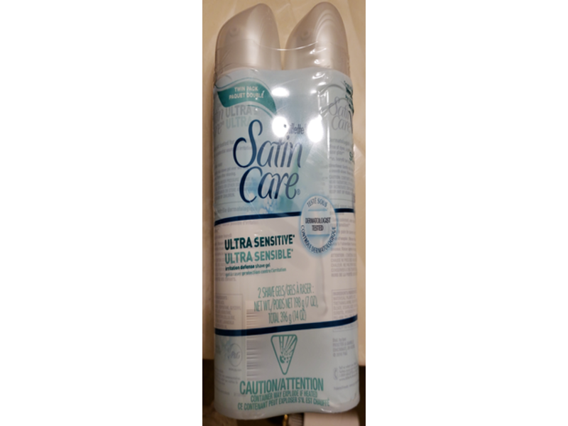 Gillette Satin Care Shave Gel, Ultra Sensitive, Eucalyptus & Lavender, Twin Pack, 14 oz / 396 g