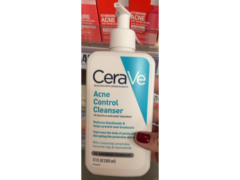CeraVe Acne Control Cleanser, Ceramides, Hectorite Clay & Niacinamide, 12 fl oz/355 mL